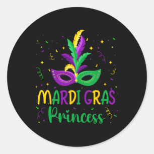 Mardi Gras Princess New Orleans Club Runder Aufkleber