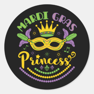 Mardi Gras Princess Runder Aufkleber