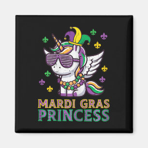 Mardi Gras Princess Unicorn Fett Dienstag Mädchen Magnet