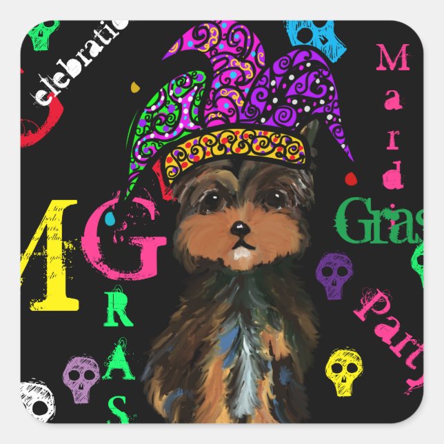 Mardi GRAS Quadratischer Aufkleber (Vorderseite)