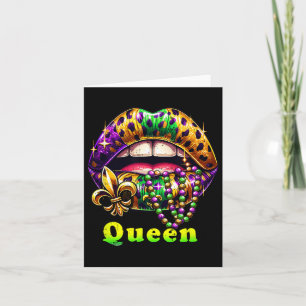 Mardi Gras Queen Lips Outfit Women Cheetah Leopard Karte
