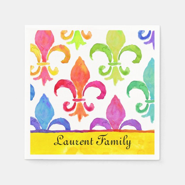 Mardi Gras Rainbow Lilie Serviette (Vorderseite)