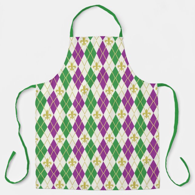 Mardi Gras Raute All-over Print-Schürze Schürze (Vorderseite)