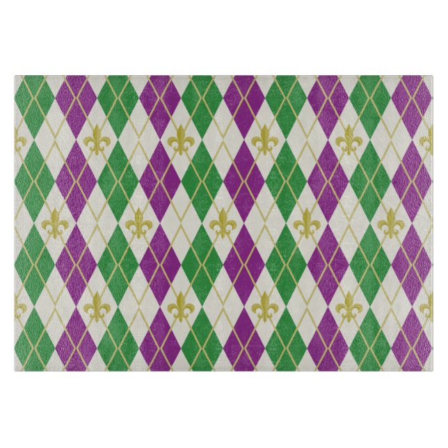 Mardi Gras Raute Glass Cutting Board Schneidebrett (Vorderseite)