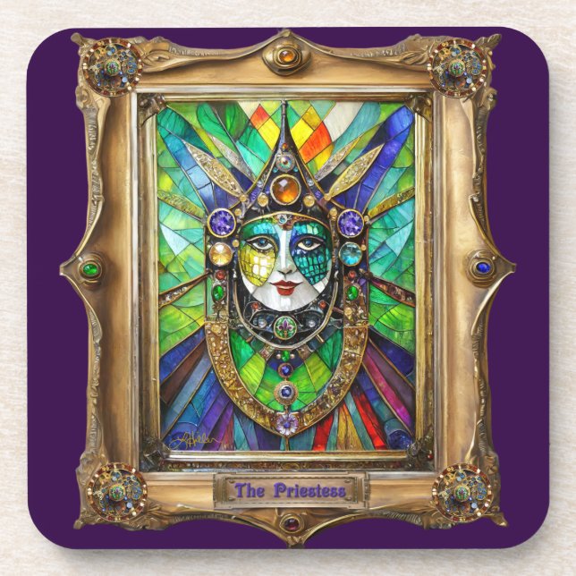 Mardi Gras Realm Portraits - Die Priesterin Getränkeuntersetzer (Vorderseite)