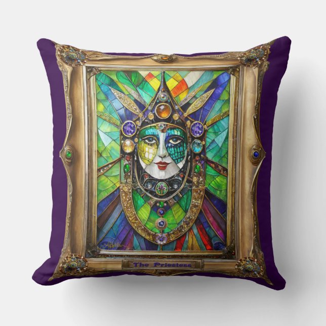 Mardi Gras Realm Portraits - Die Priesterin Kissen (Vorderseite)