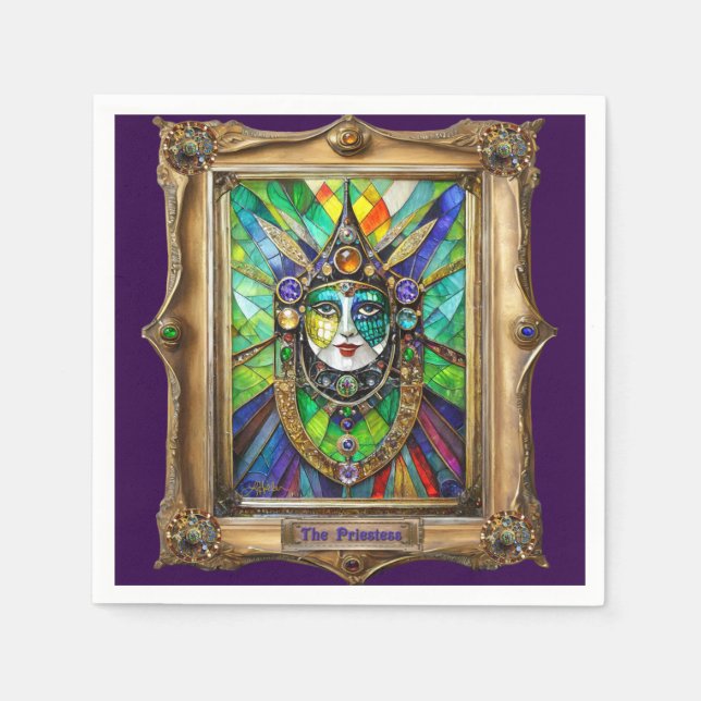 Mardi Gras Realm Portraits - Die Priesterin Serviette (Vorderseite)