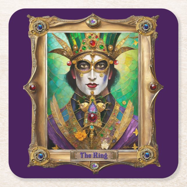 Mardi Gras Realm Portraits - The King Rechteckiger Pappuntersetzer (Vorderseite)