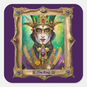 Mardi Gras Realm Porträts - Der König Quadratischer Aufkleber