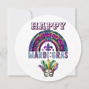Mardi Gras Regenbogen- und Maskenkarte Karte