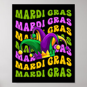Mardi Gras Retro Groovy Jester Hat New Orleans Car Poster