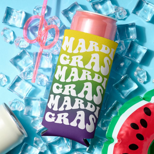 Mardi Gras Retro Text Ombre Party Selters Dosenkühler (In Situ Sommer)