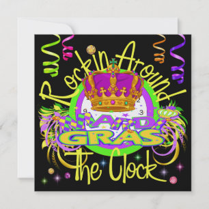 Mardi Gras - Rockin autour de l'horloge Invitation