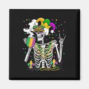 Mardi Gras Röntgen Skeleton Trinken Kaffee Niedlic Magnet