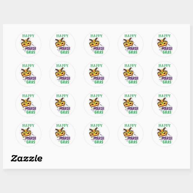 Mardi Gras Round Sticker (Blatt)