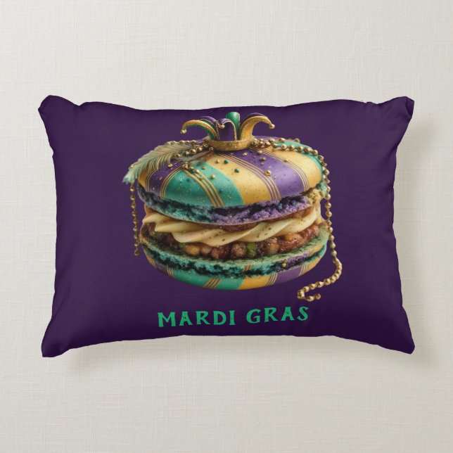 Mardi Gras Royal Macaron Dekokissen (Vorderseite)