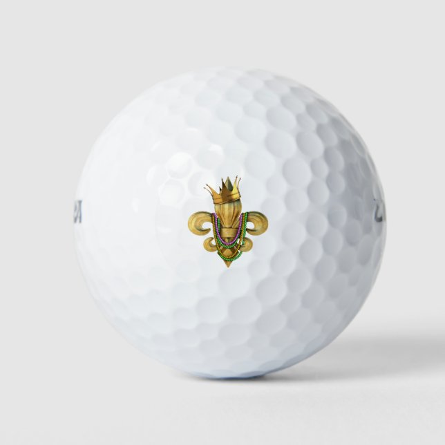 Mardi Gras Royalty Lilie Symbol mit Perlen Golfball (Vorderseite)