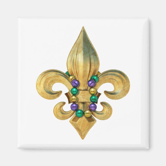 Mardi Gras Royalty Lilie Symbol mit Perlen Magnet (Vorne)