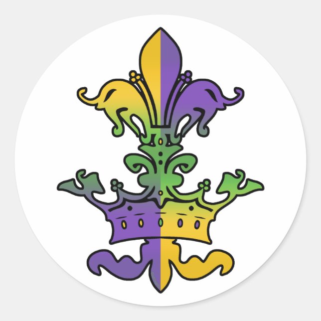 Mardi Gras Royalty Runder Aufkleber (Vorderseite)