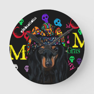 Mardi GRAS Runde Wanduhr