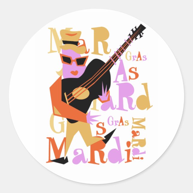 Mardi Gras Runder Aufkleber (Vorderseite)
