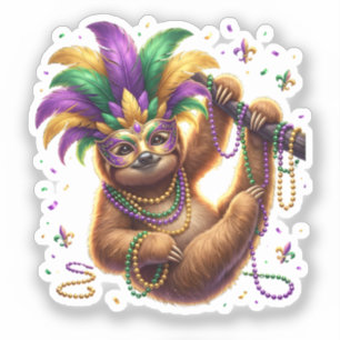 Mardi Gras Sechs Sieben Bruh Faultier 6 7 Meme Aufkleber