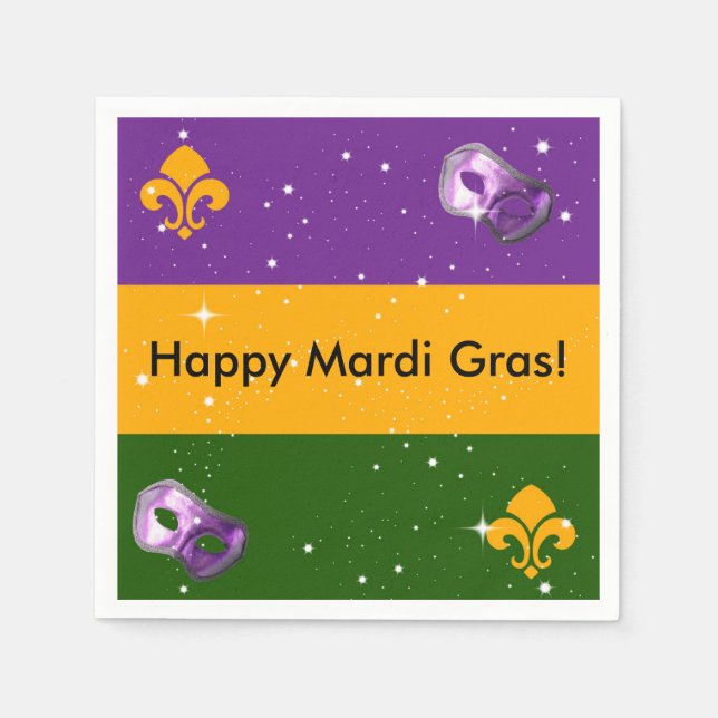 Mardi Gras Servietten mit Maske und Lilie (Vorderseite)