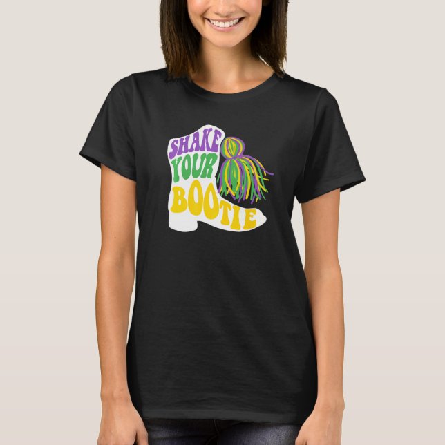 Mardi Gras Shake Your Bootie Majorette Boots T-Shirt (Vorderseite)