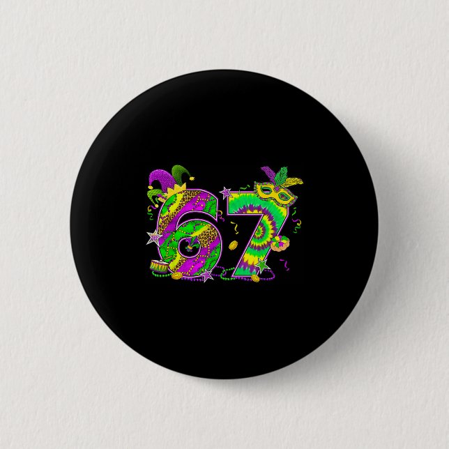 Mardi Gras Six Seven 6 7 Matching Costume Couple M Button (Vorderseite)