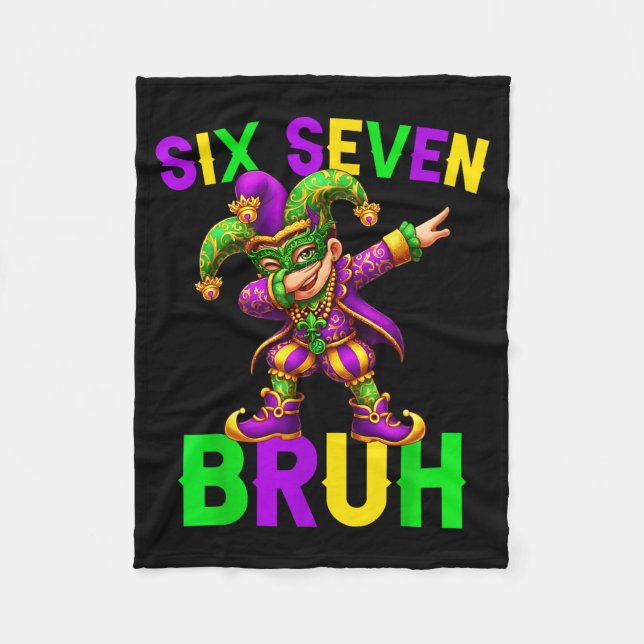 Mardi Gras Six Seven Bruh Dab Jester 6 7 Meme Fat  Fleecedecke (Vorderseite)