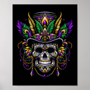Mardi Gras Skull Top Hat New Orleans Hexendoktor Poster