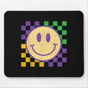 Mardi Gras Smile Face Groovy Checkered Men Women K Mousepad