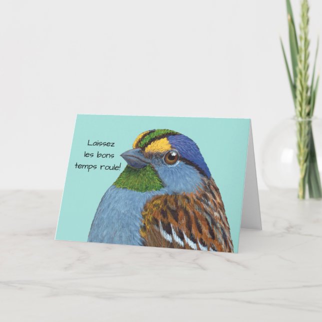 Mardi Gras Sparrow Grußkarte Karte (Vorderseite)