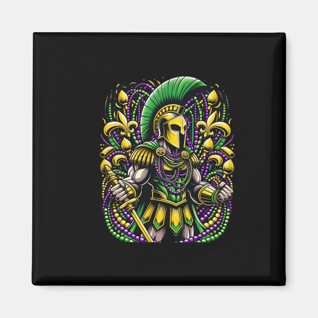 Mardi Gras Spartan Warrior Jester Magnet (Vorne)