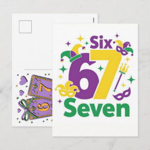 Mardi Gras Spielkarten Six Seven Deck Trucker Feiertagspostkarte