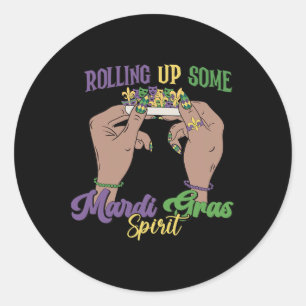 Mardi Gras Spirit Funny Mardi Gras aufrollen Runder Aufkleber