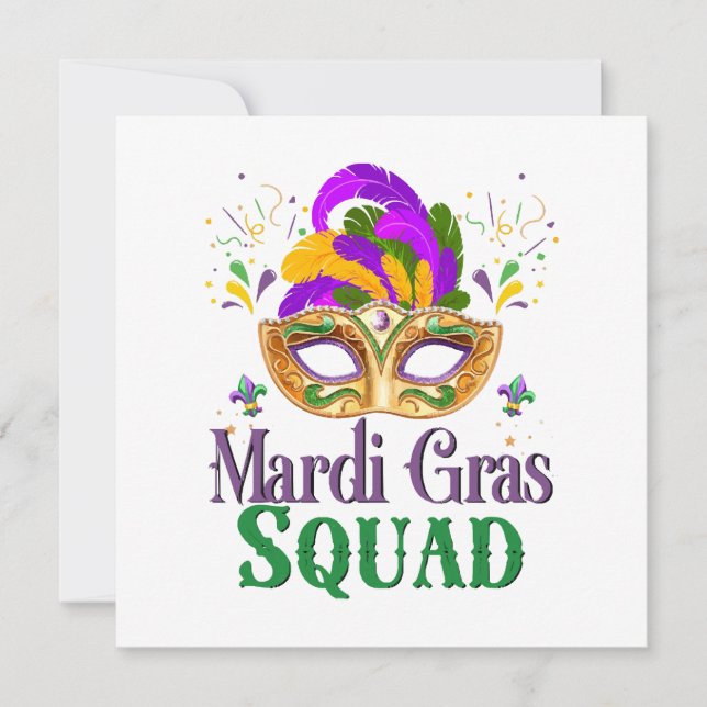 Mardi Gras Squad Einladung (Vorderseite)