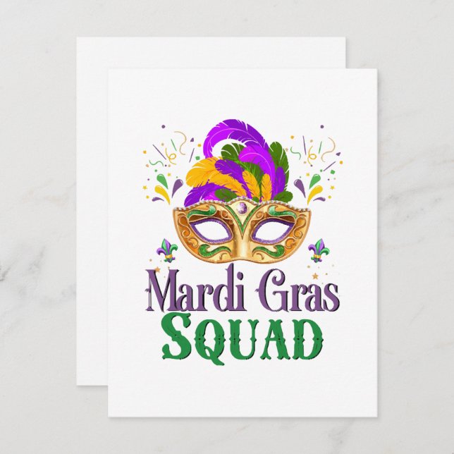 Mardi Gras Squad Feiertagskarte (Vorne/Hinten)