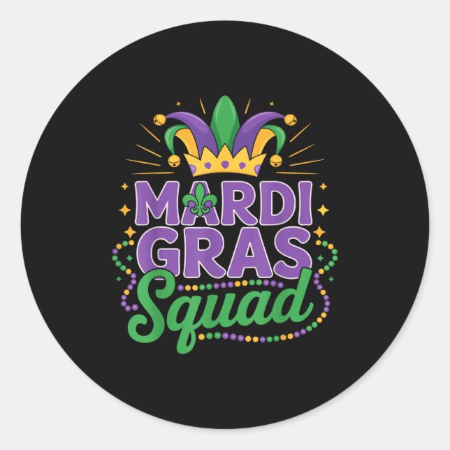 Mardi Gras Squad Matching Group Cruise Crew Party  Runder Aufkleber (Vorderseite)