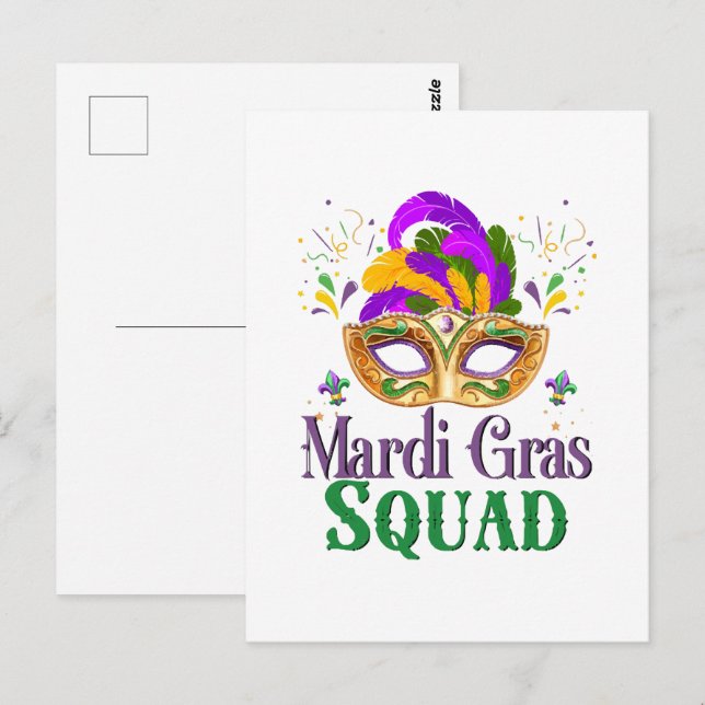 Mardi Gras Squad Postkarte (Vorne/Hinten)