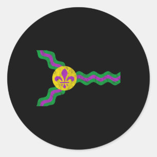 Mardi Gras St. Louis Flag Seelengestört Runder Aufkleber