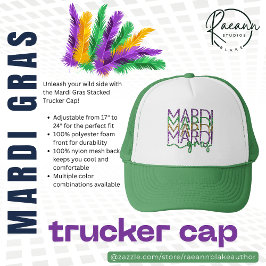 Mardi Gras Stacked Trucker Cap Truckerkappe