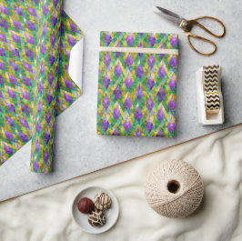 Mardi Gras Stainglas Harlequin Print Geschenkpapier