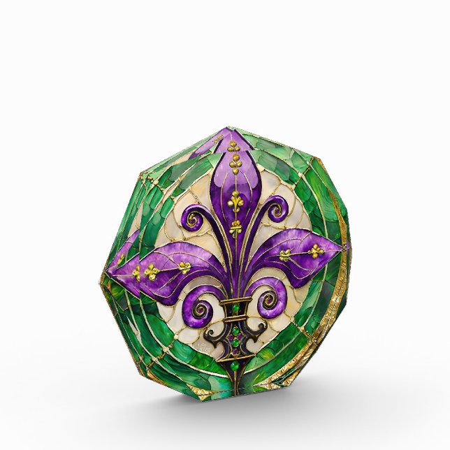 Mardi Gras Stains Glass Lilie Fotoblock (Links)