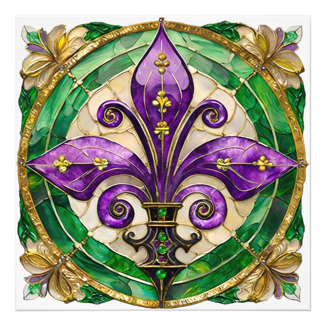Mardi Gras Stains Glass Lilie Fotodruck (Vorne)