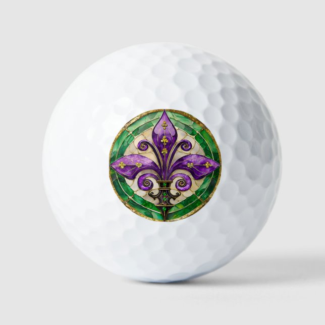 Mardi Gras Stains Glass Lilie Golfball (Vorderseite)
