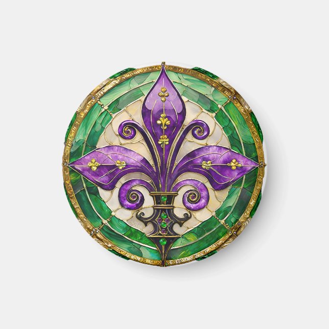 Mardi Gras Stains Glass Lilie Magnet (Vorne)