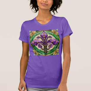 Mardi Gras Stains Glass Lilie T-Shirt
