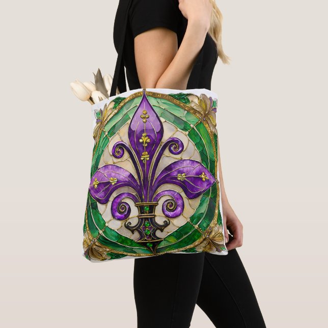 Mardi Gras Stains Glass Lilie Tasche (Von Nahem)