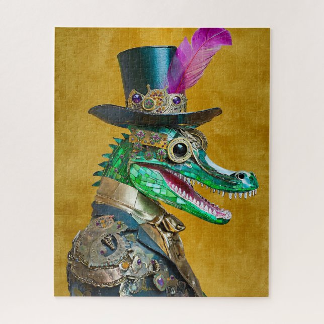 Mardi Gras Steampunk Party Animal Alligator (Vertikal)